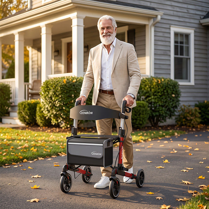 ZENBON Stride Classic Lightweight Rollator Walker with Seat