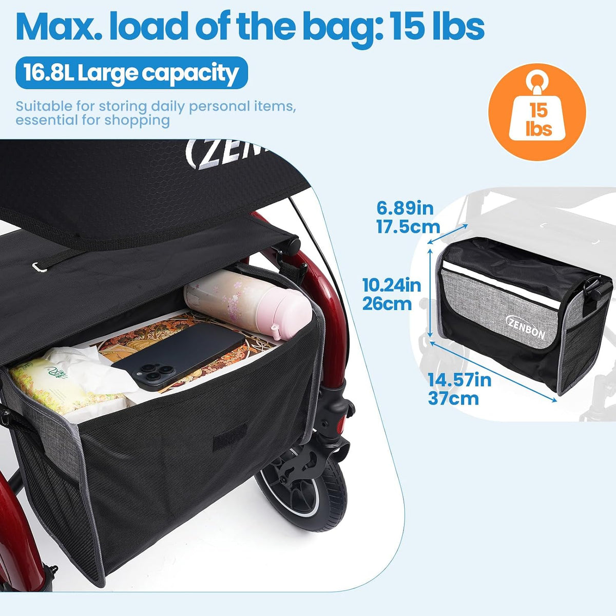 🔥 Hot Sale - ZENBON Stride Pro Premium Rollator Walker with Seat 🚶🪑
