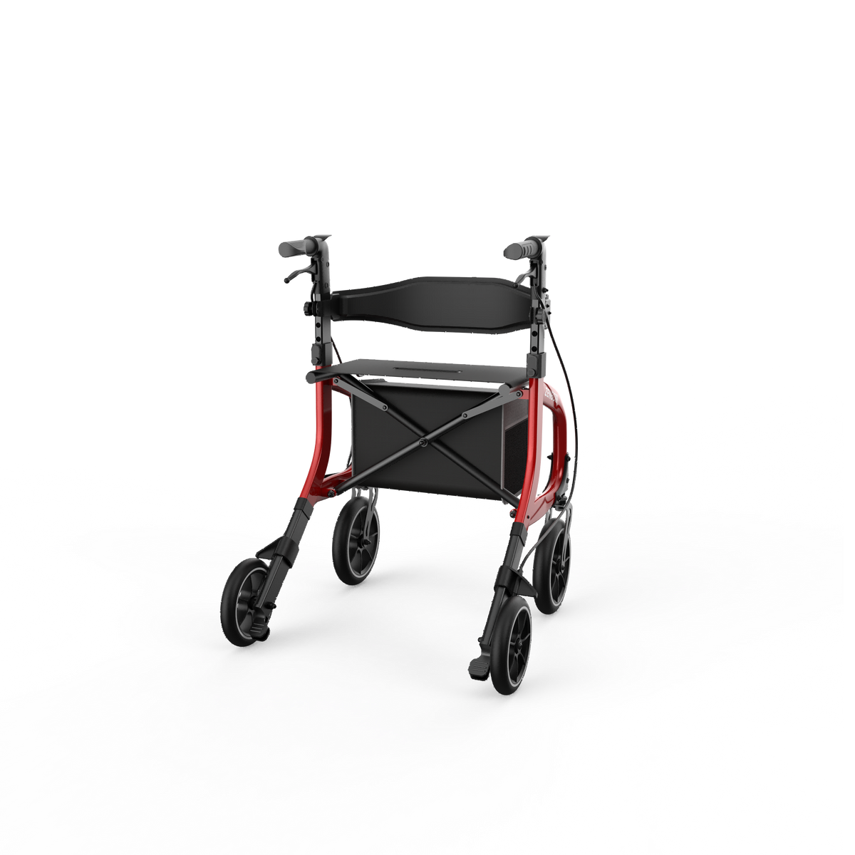 ZENBON Stride Pro red rollator walker rear view with seat and backrest