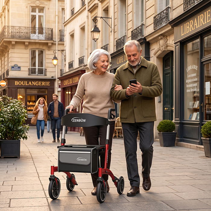 ZENBON Stride Air Ultra-Light Rollator Walker with Seat