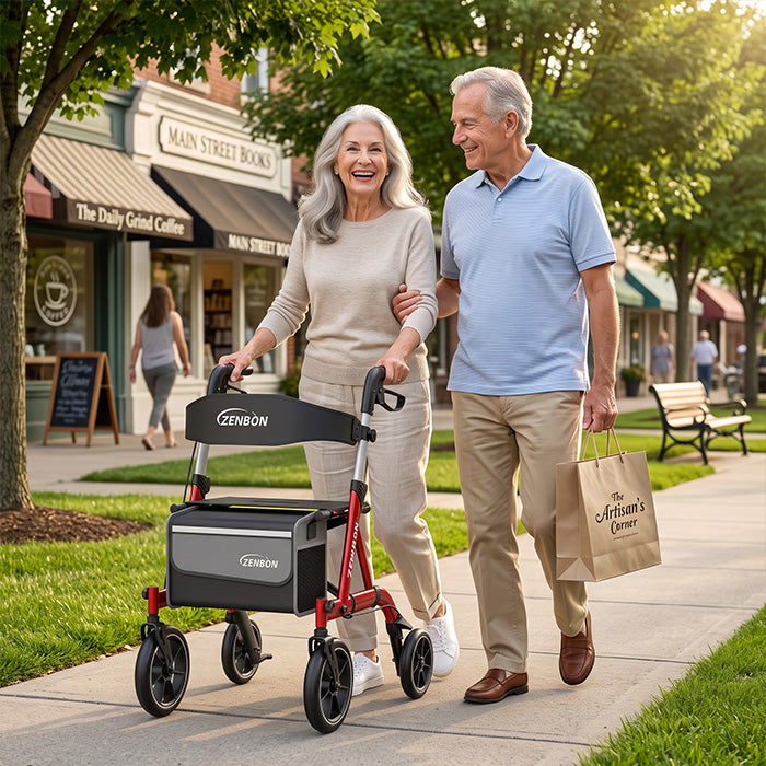 ZENBON Stride Trail Aluminum Rollator Walker with Seat