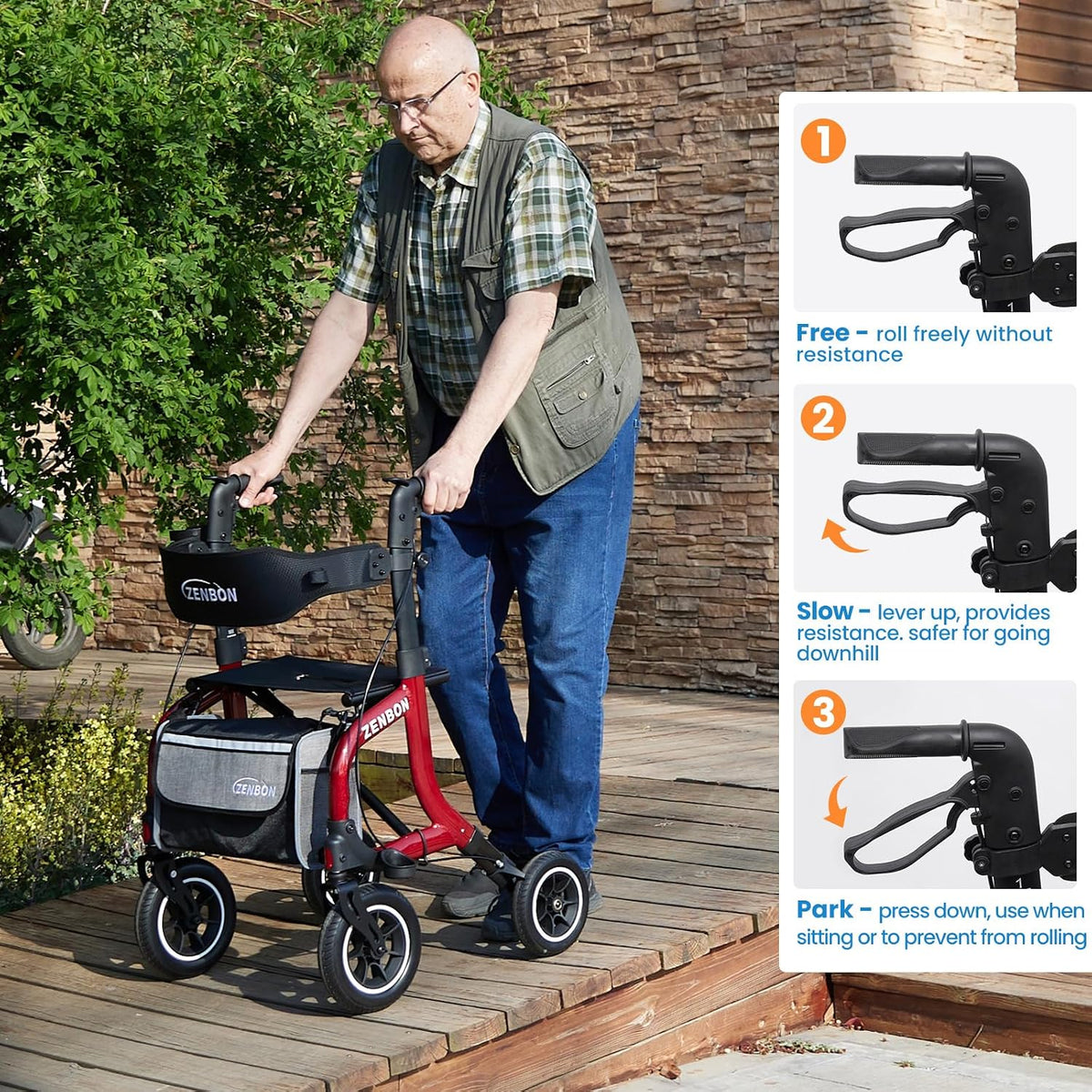 🔥 Hot Sale - ZENBON Stride Pro Premium Rollator Walker with Seat 🚶🪑