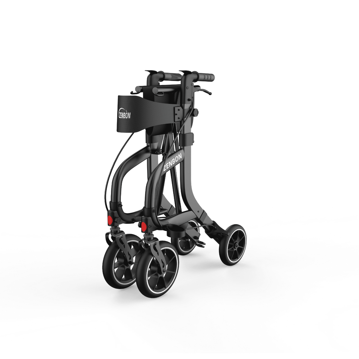 ZENBON Stride Pro black foldable rollator walker in folded position