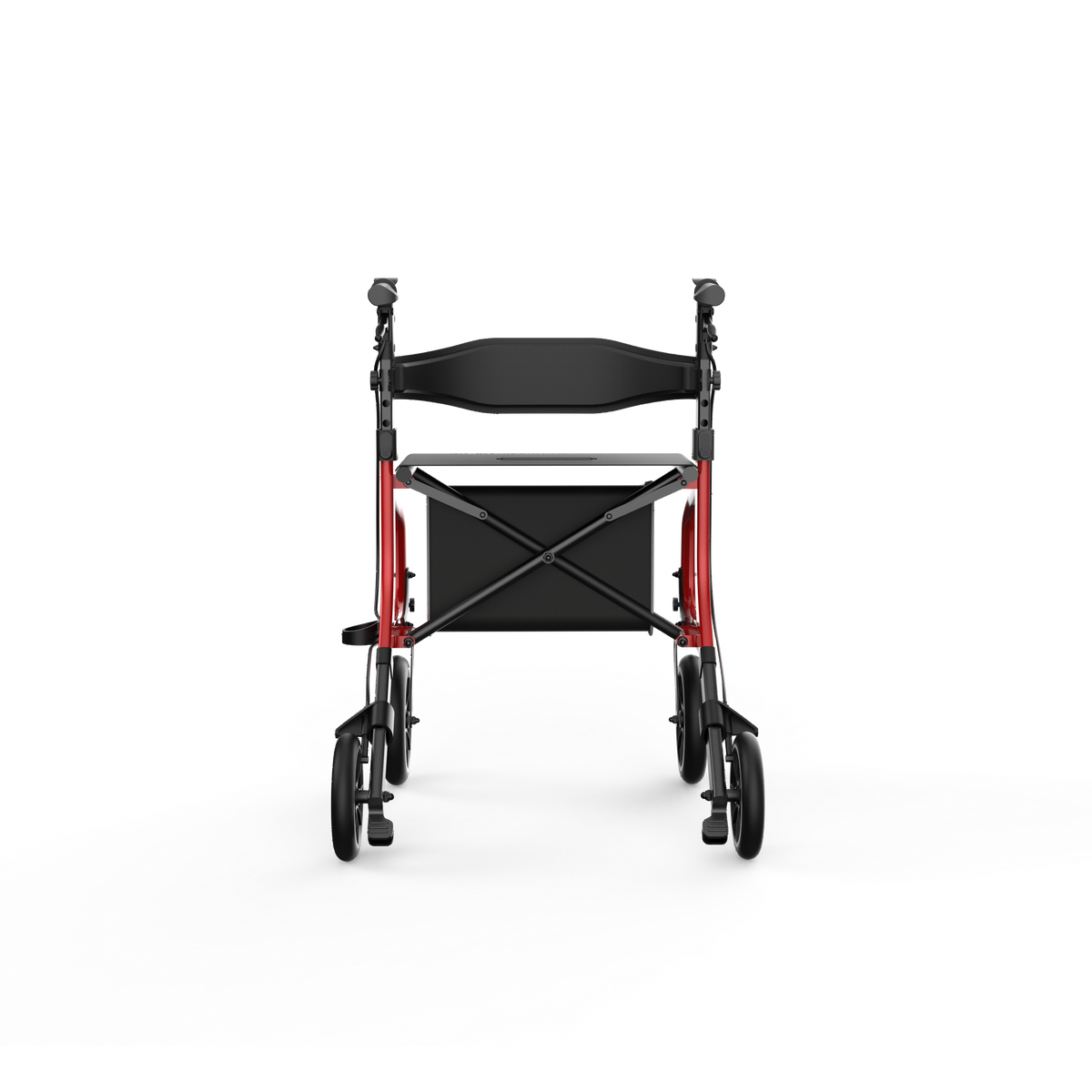 ZENBON Stride Pro red rollator walker rear view with seat and padded backrest