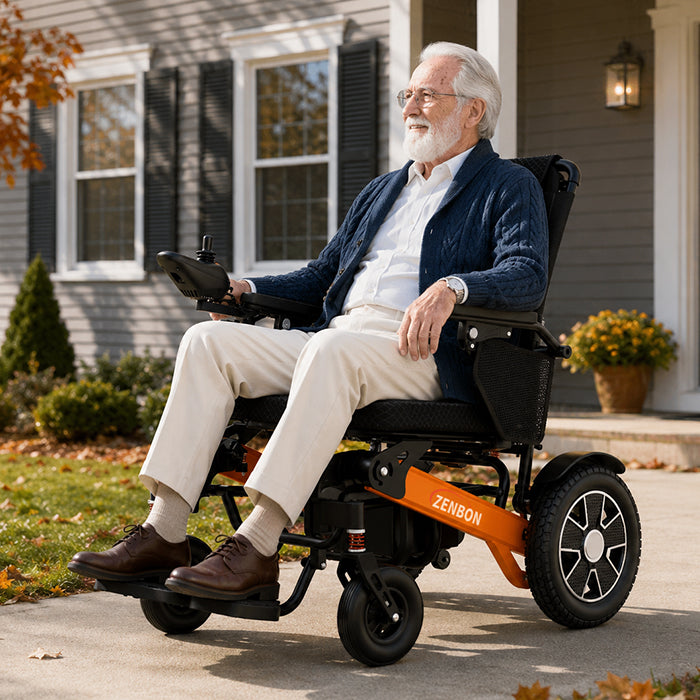 ZENBON Flex Pro folding electric wheelchair used indoors at home