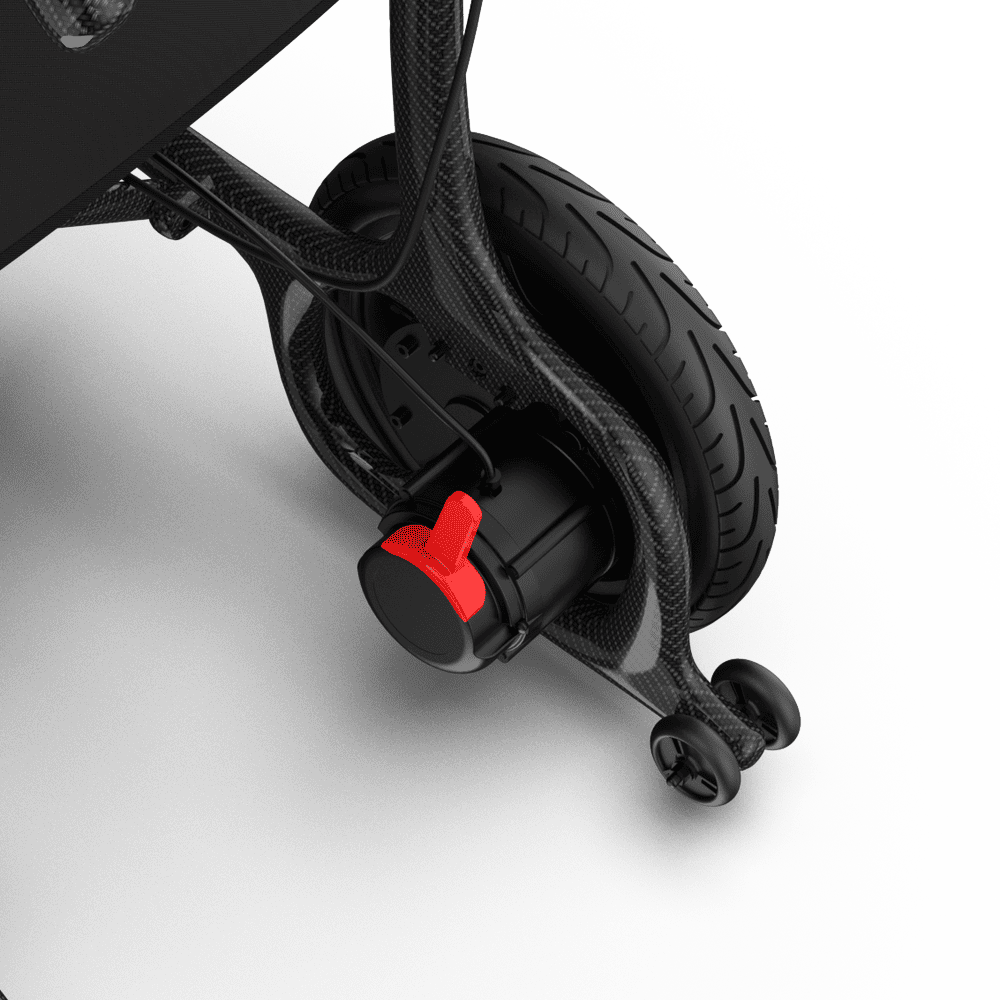 Close-up of the ZENBON AeroLite 220W brushless motor and electromagnetic brake