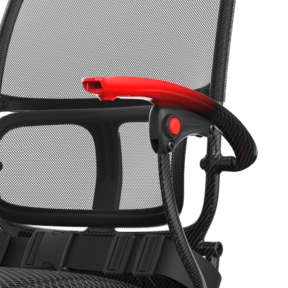 Close-up of the ZENBON AeroX aircraft-grade 7075 aluminum frame and armrest