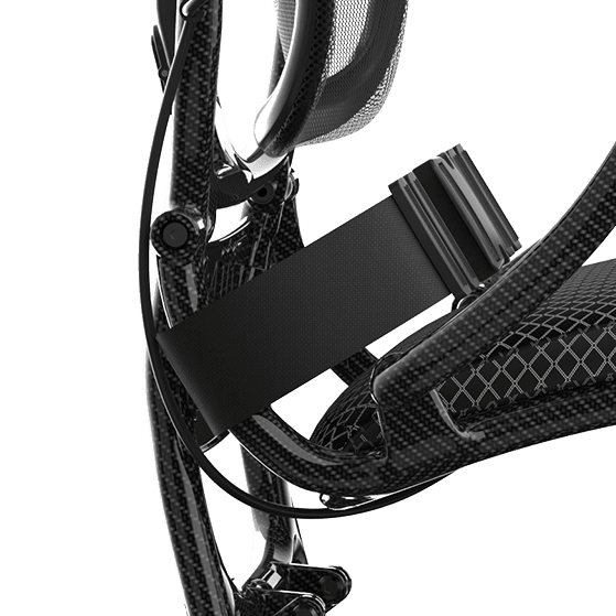 Adjustable safety seat belt on the ZENBON AeroX carbon fiber electric wheelchair