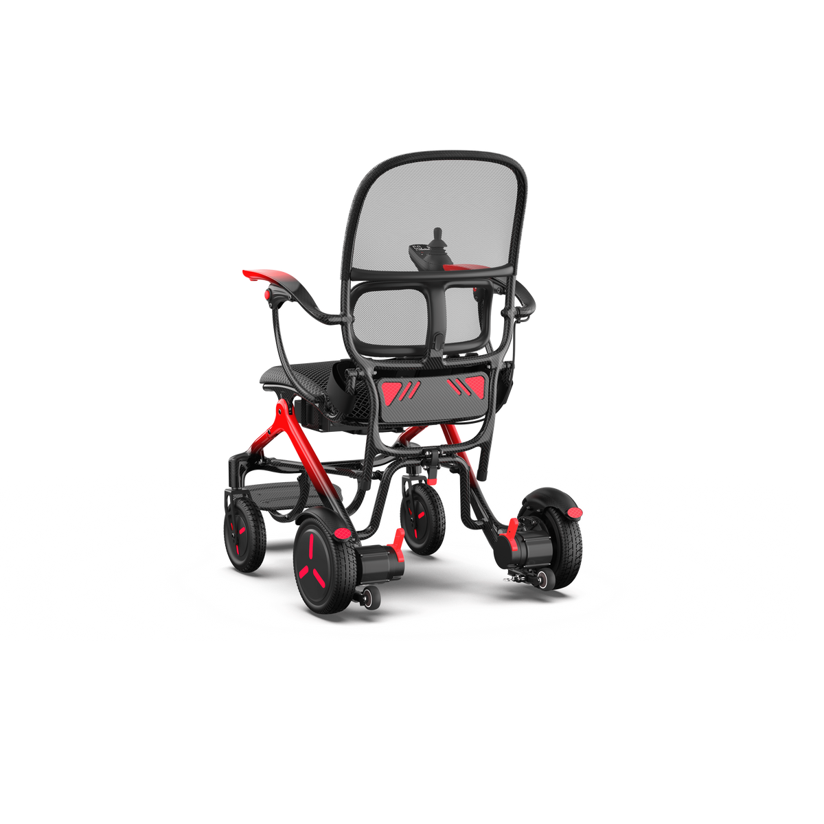 Front-facing view of the ZENBON AeroX carbon fiber electric wheelchair