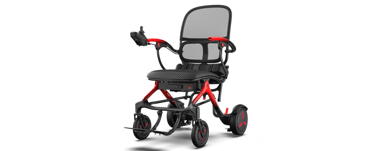 ZENBON AeroX carbon fiber electric wheelchair with interactive feature hotspots, desktop view