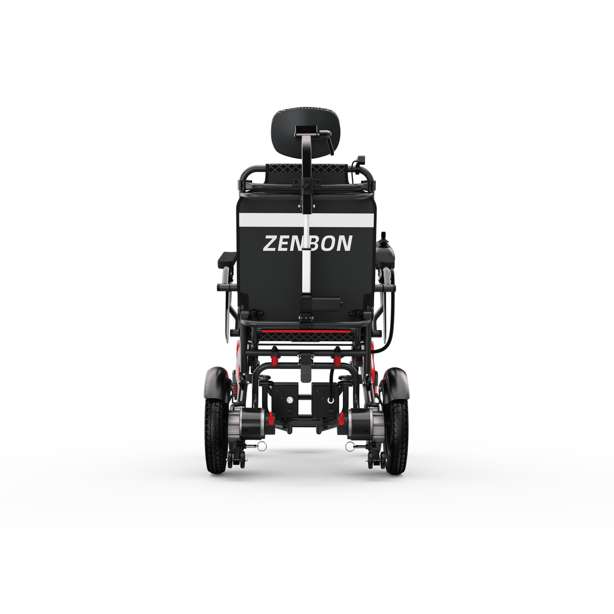 ZENBON Flex Elite electric wheelchair rear view showing folding frame structure
