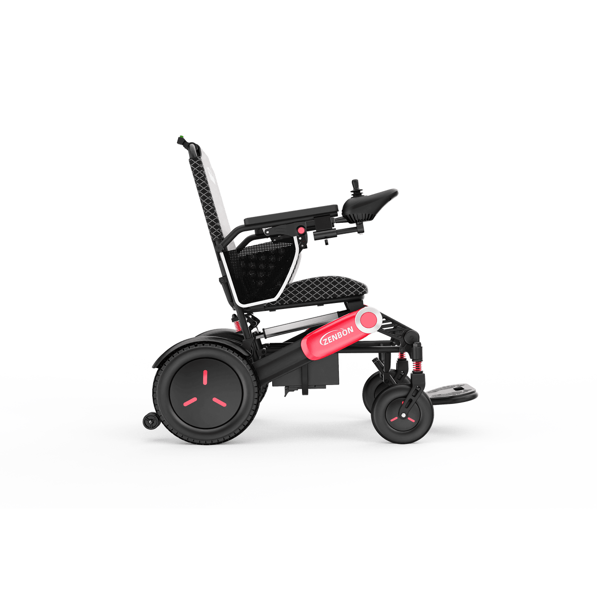 ZENBON Flex Elite electric wheelchair side view with joystick controller