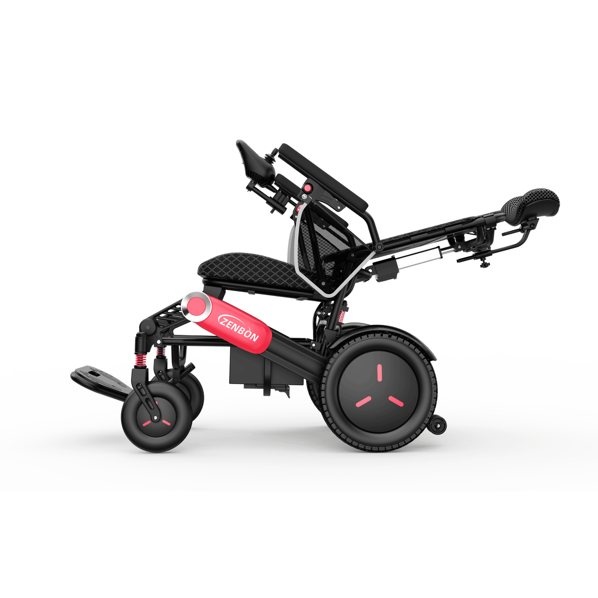 ZENBON Flex Elite portable electric wheelchair with durable wheels and suspension system