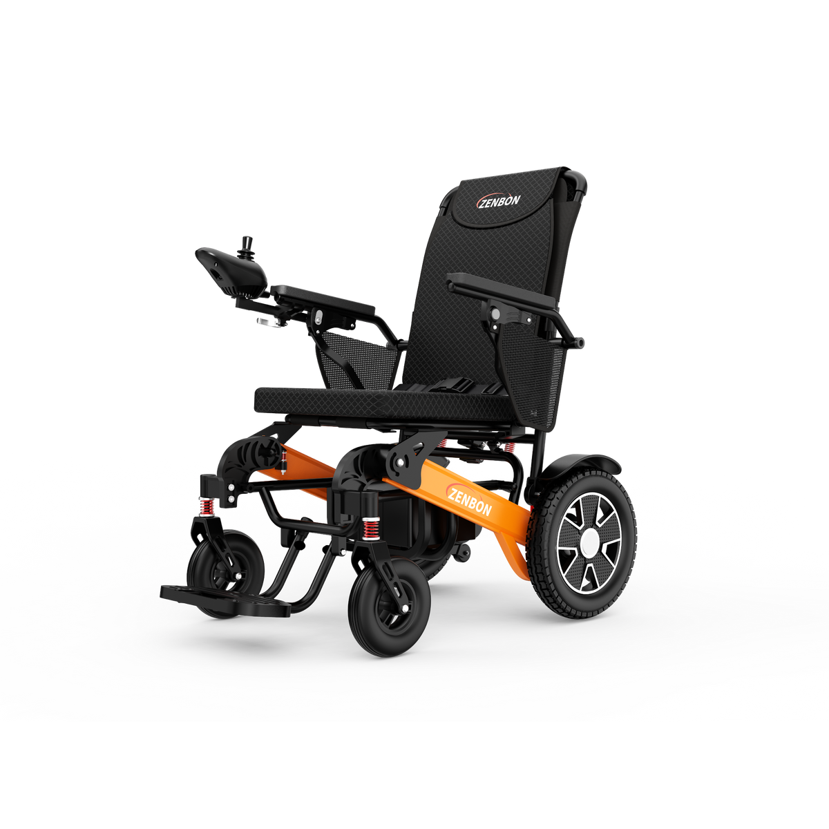 ZENBON Flex Pro aluminum folding electric wheelchair, front three-quarter view