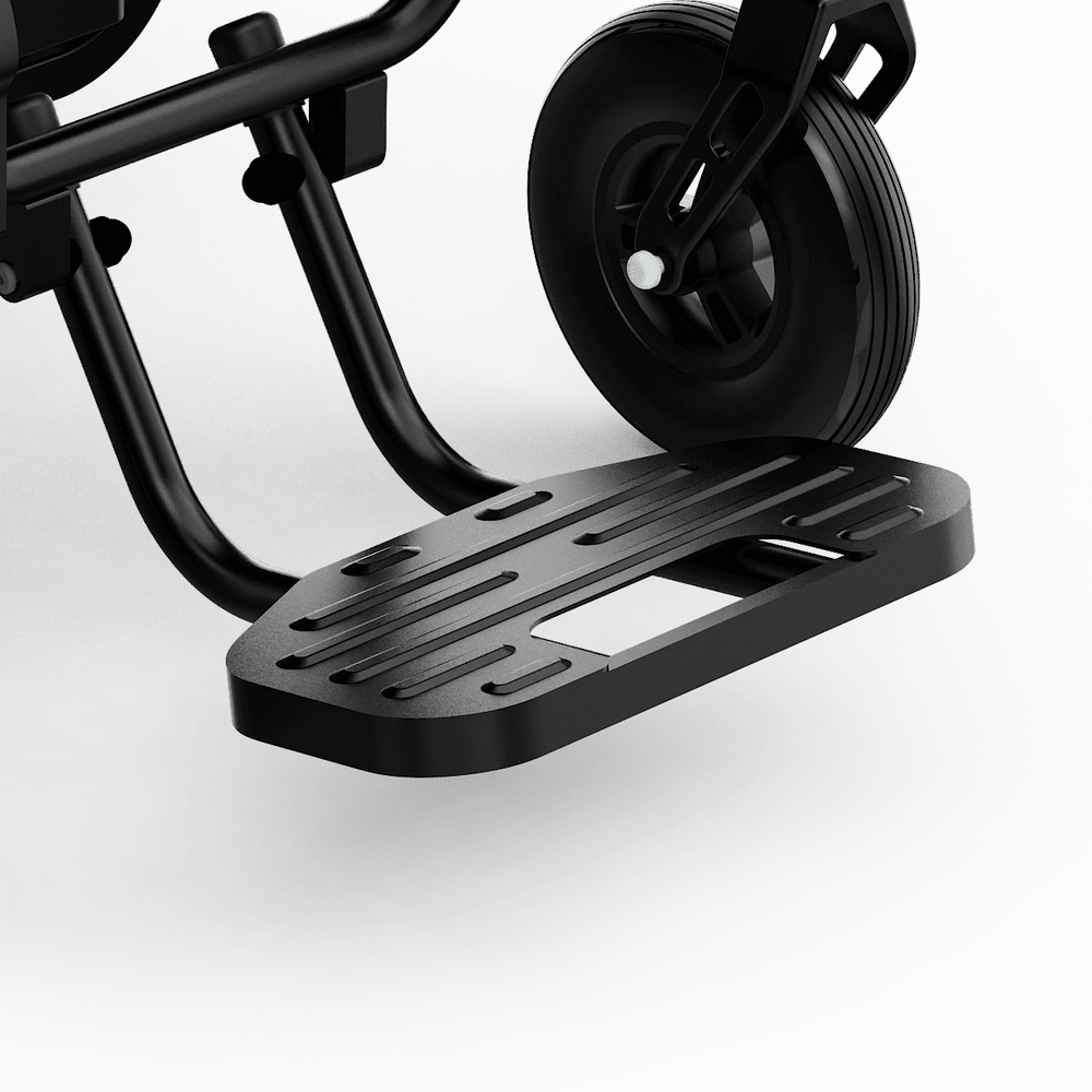 Height-adjustable anti-slip footrest on the ZENBON Flex Pro electric wheelchair
