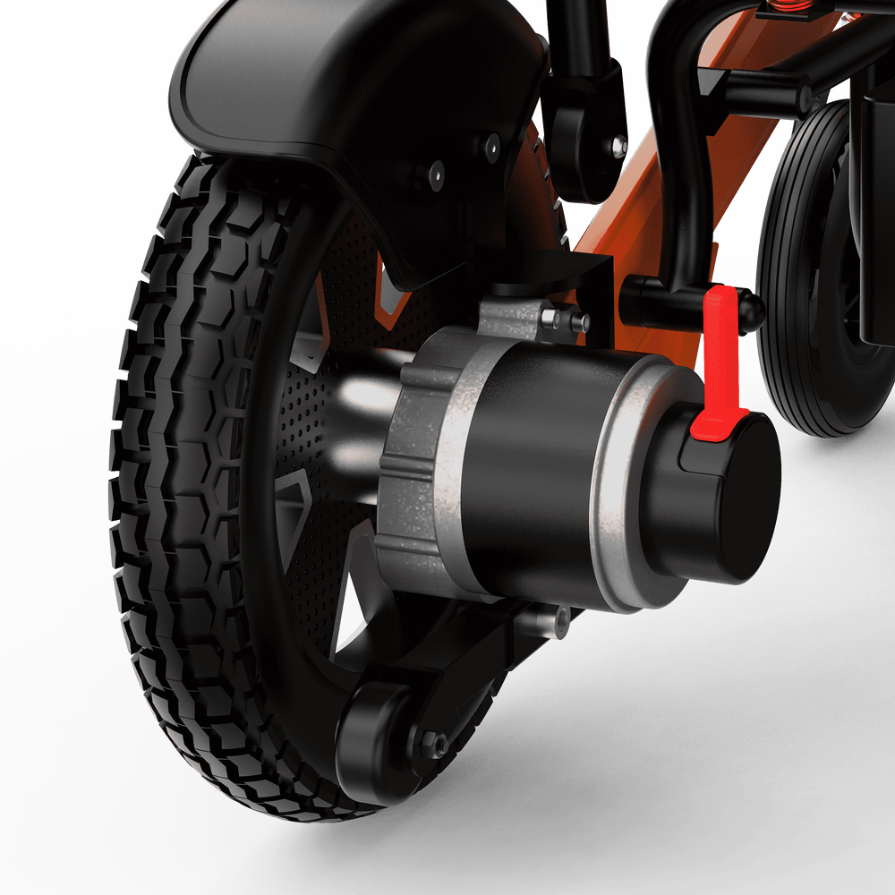 Brushless motor and electromagnetic brake on the ZENBON Flex Pro electric wheelchair