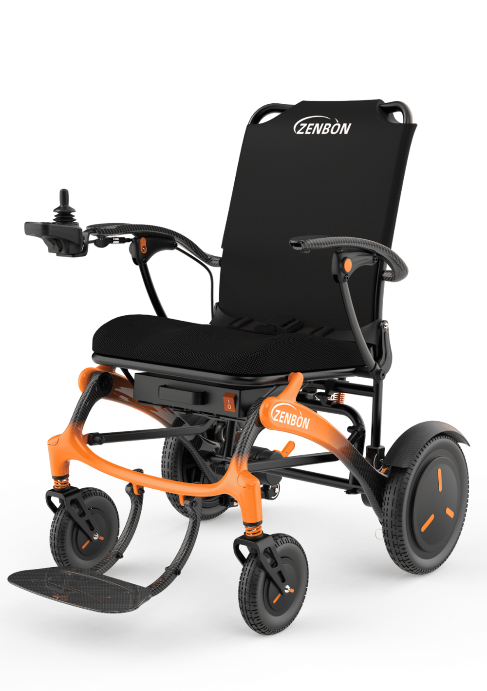 Mobile product feature view of the ZENBON FoldX Compact Electric Wheelchair