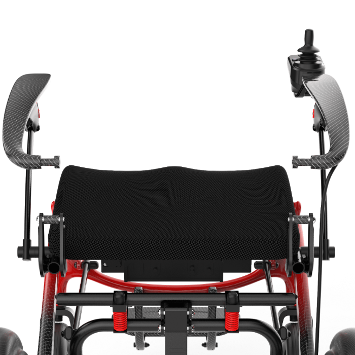 Aircraft-grade 7075 aluminum frame of the ZENBON FoldX Pro electric wheelchair