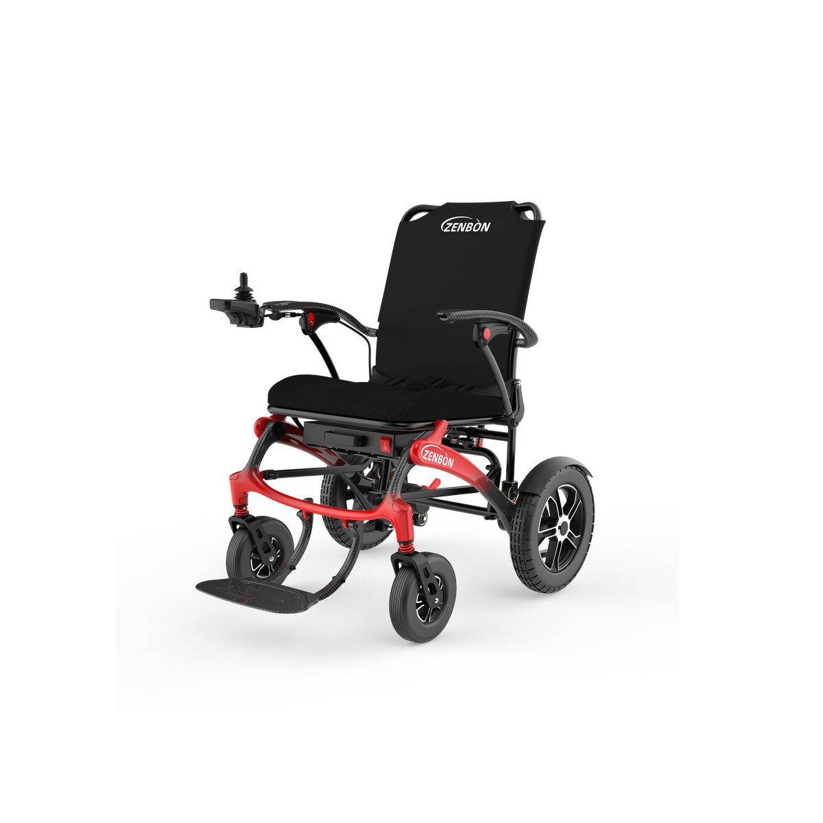 ZENBON FoldX Pro compact electric wheelchair, front three-quarter view