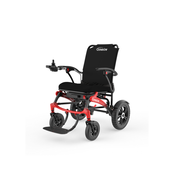 ZENBON FoldX Pro compact electric wheelchair, front three-quarter view