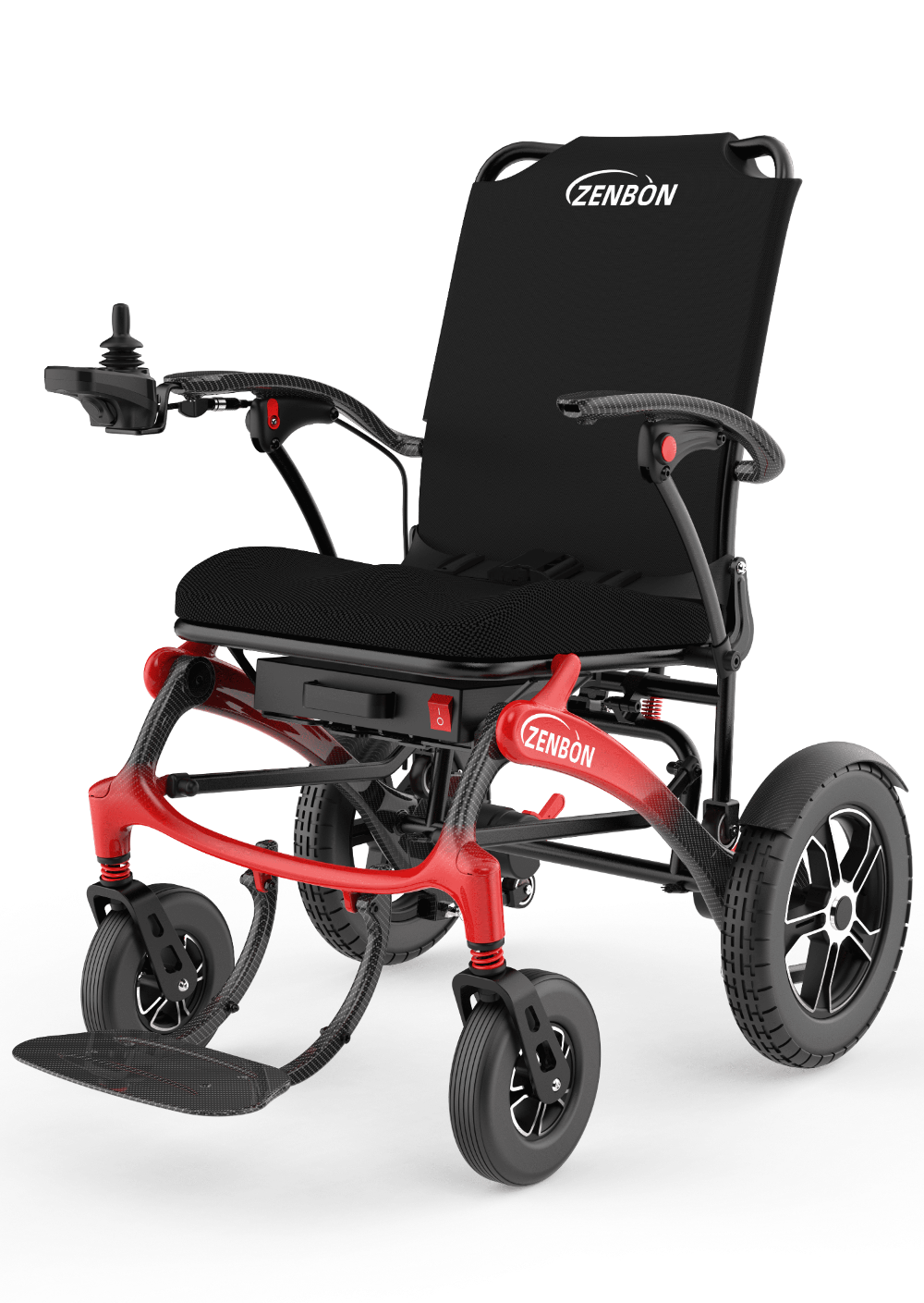 Mobile product feature view of the ZENBON FoldX Pro Compact Electric Wheelchair