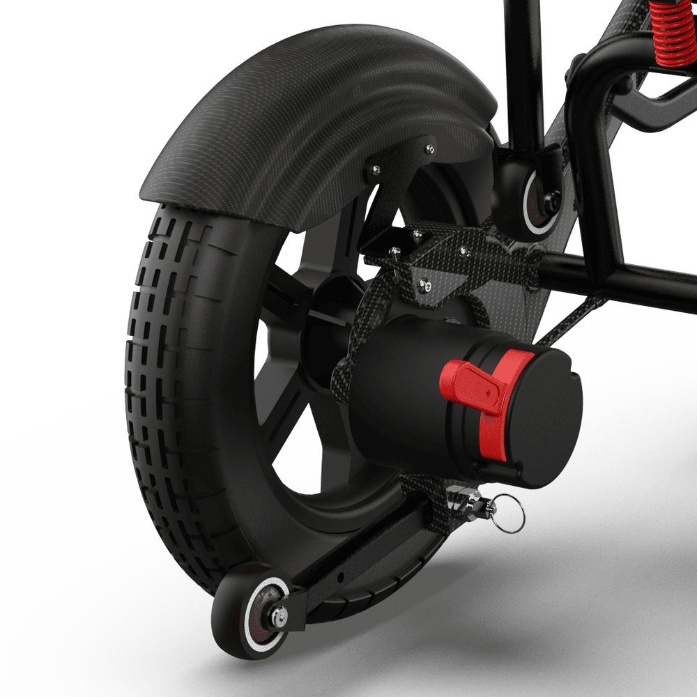 Rear motor and electromagnetic braking system on the ZENBON FoldX Pro wheelchair