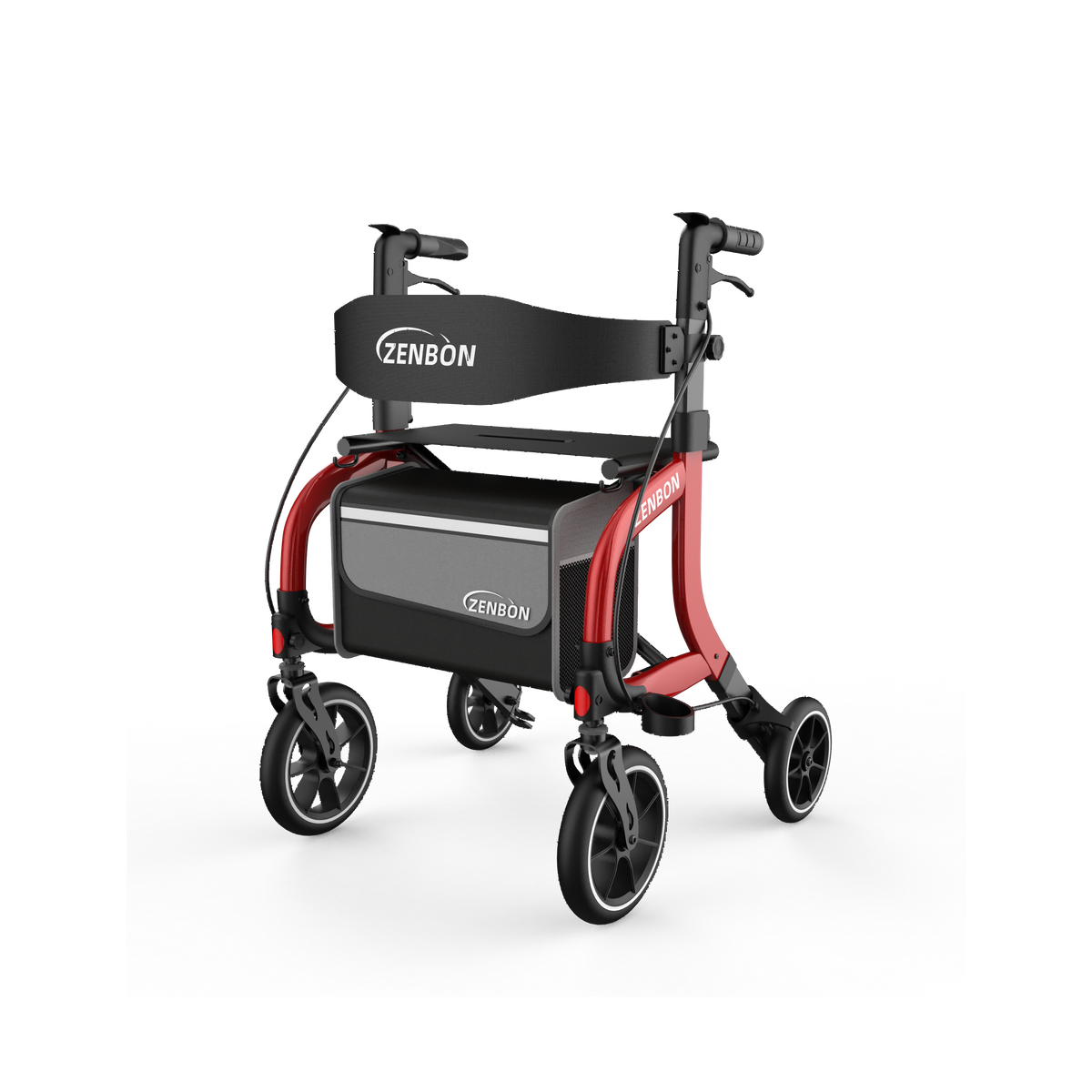 ZENBON Stride Pro red premium rollator walker with seat
