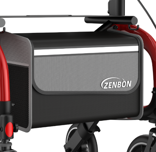 ZENBON Stride Pro rollator walker with dual storage bag and side pockets