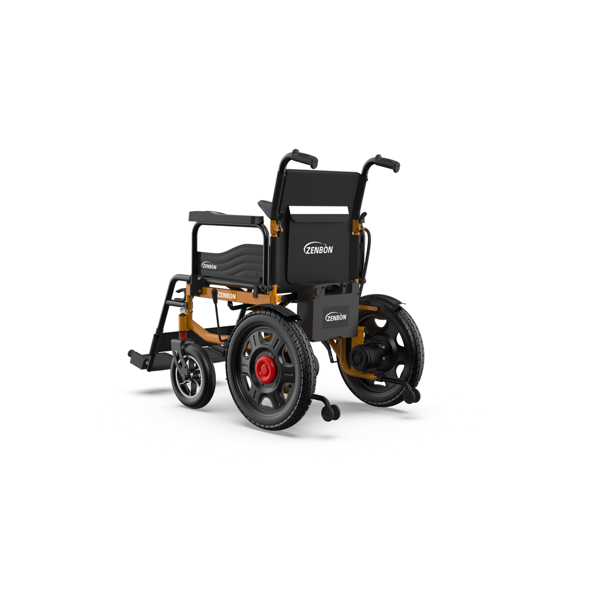 Three-quarter view of the ZENBON Titan Pro heavy-duty electric wheelchair