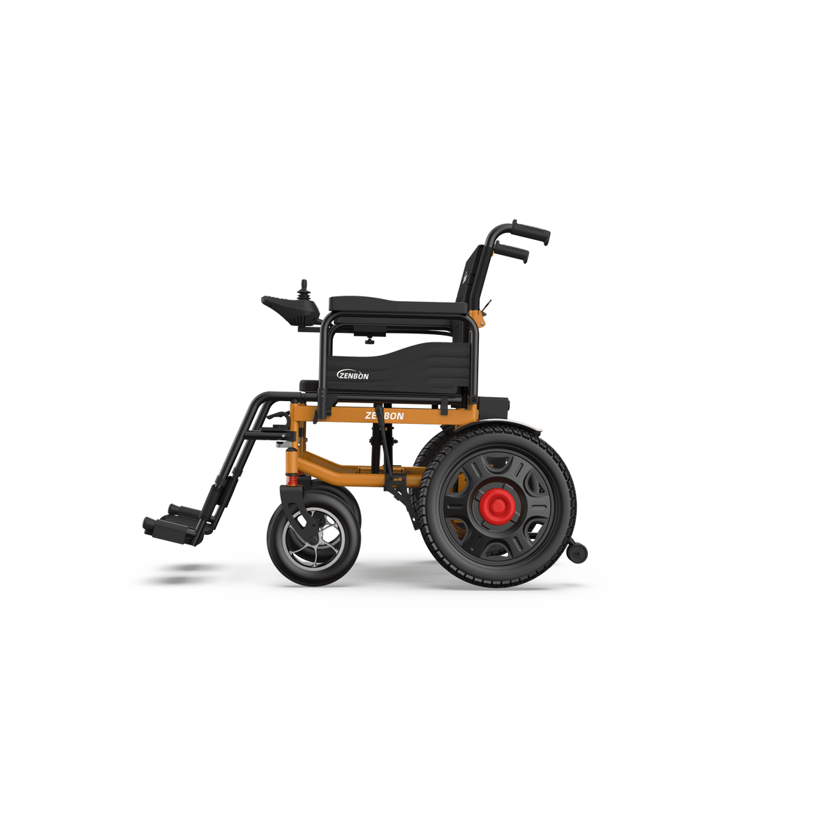 Side view of the ZENBON Titan Pro electric wheelchair